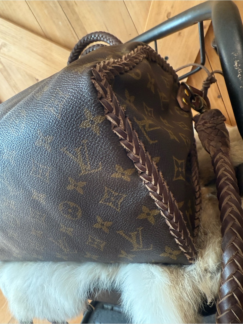 Louis Vuitton Brown Monogram Braided Handle Speedy 25 Crossbody Bag - Picture 10 of 13